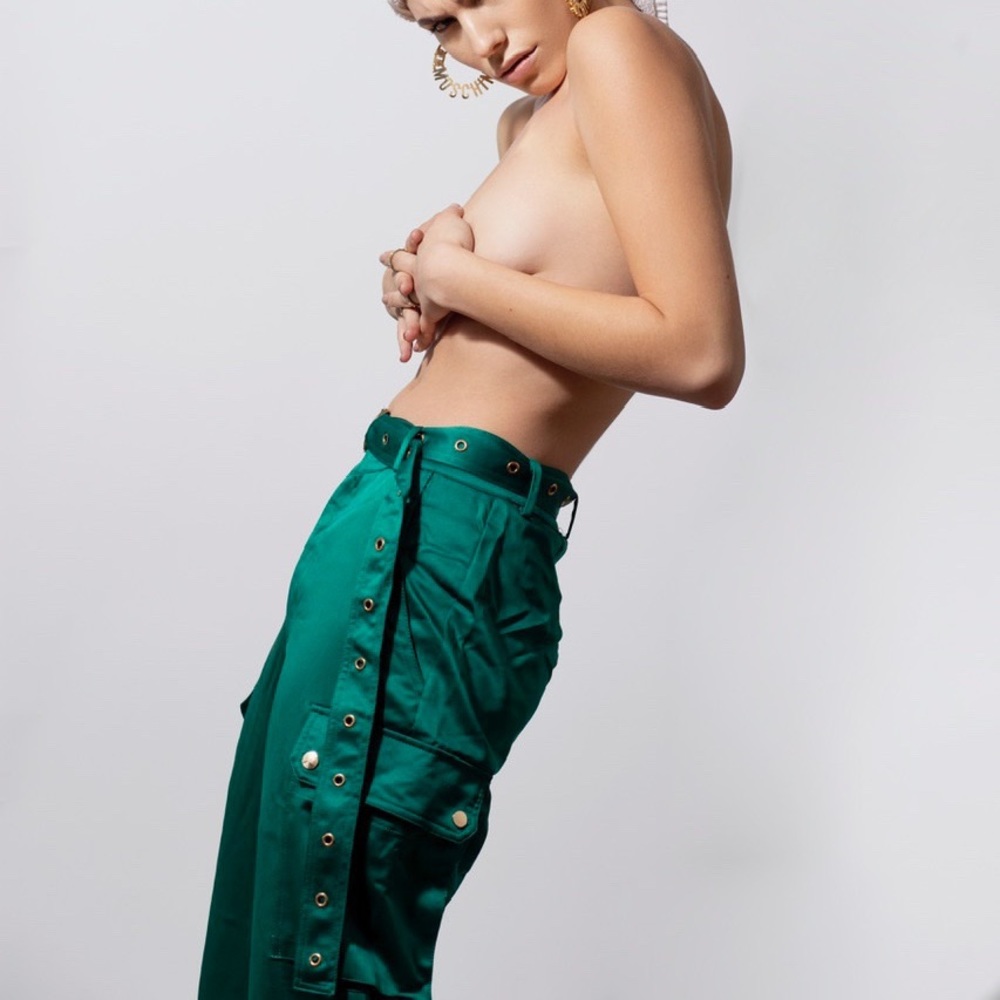 Jluxlabel Silk Cargo Pants w/ Belt